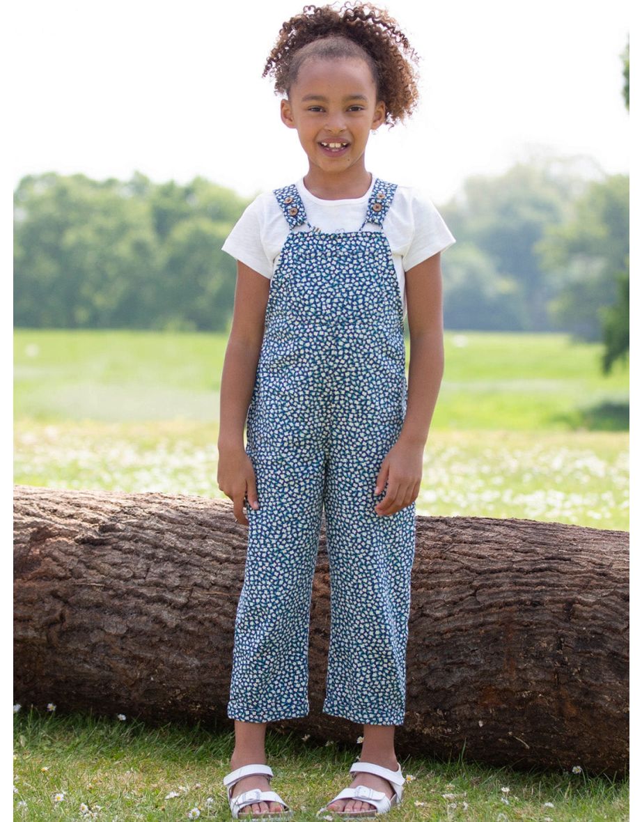 Dinky ditsy dungarees navy