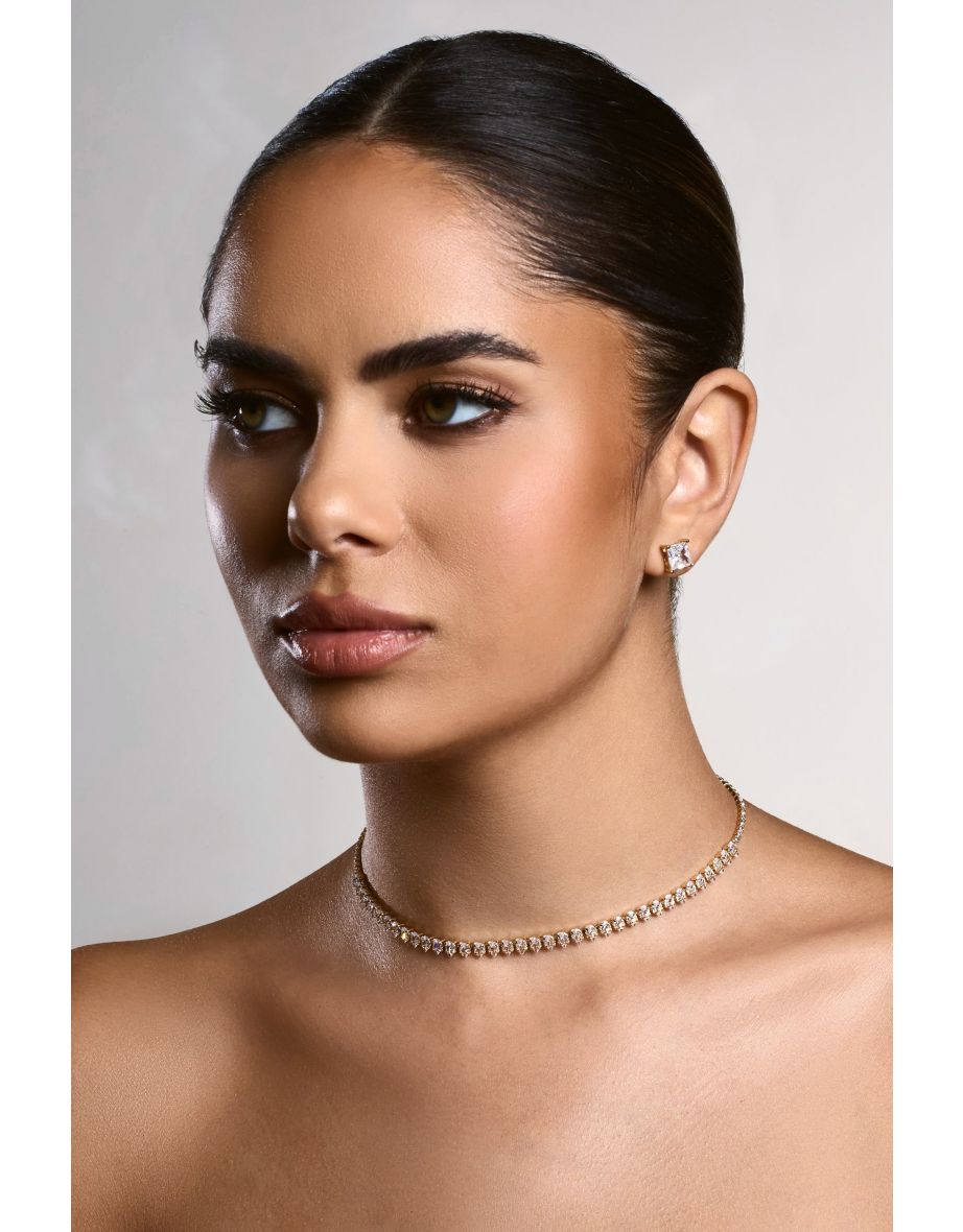 Sadie | Gold Diamante Tennis Necklace