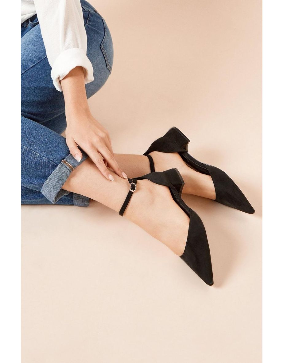 Bennie Faux Suede Pointed Low Block Heel Court Shoes
