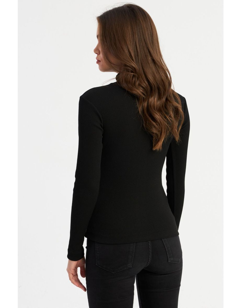 Women's Black Stripe Banded Camisole Blouse - 2