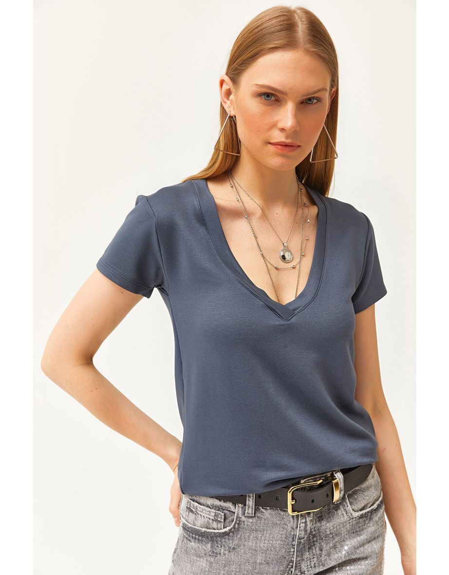 Women's Smoky Deep V Neck Modal Touch T-Shirt