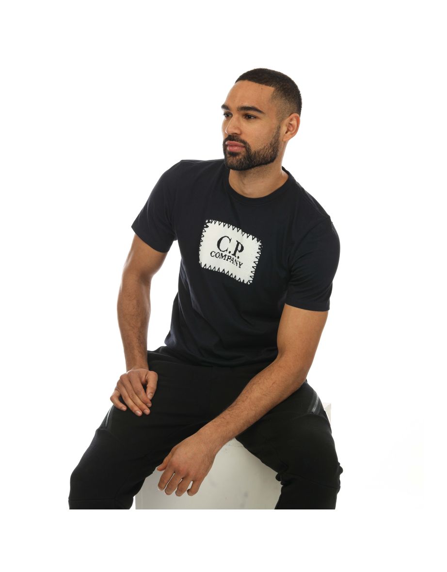 Men's C.P. Company Stitch Block Logo T-Shirt in Blue - 3