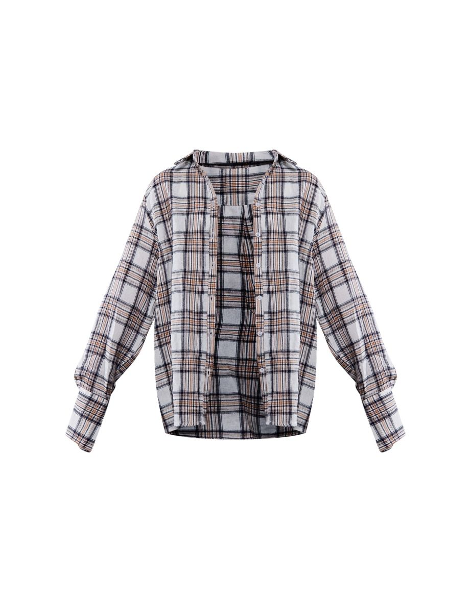 Sand Oversized Check Shirt - 4