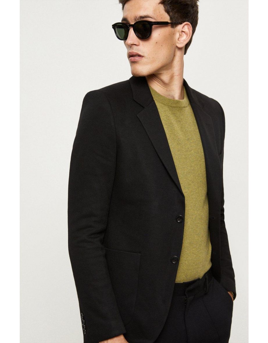 Slim Fit Black Jersey Jacket