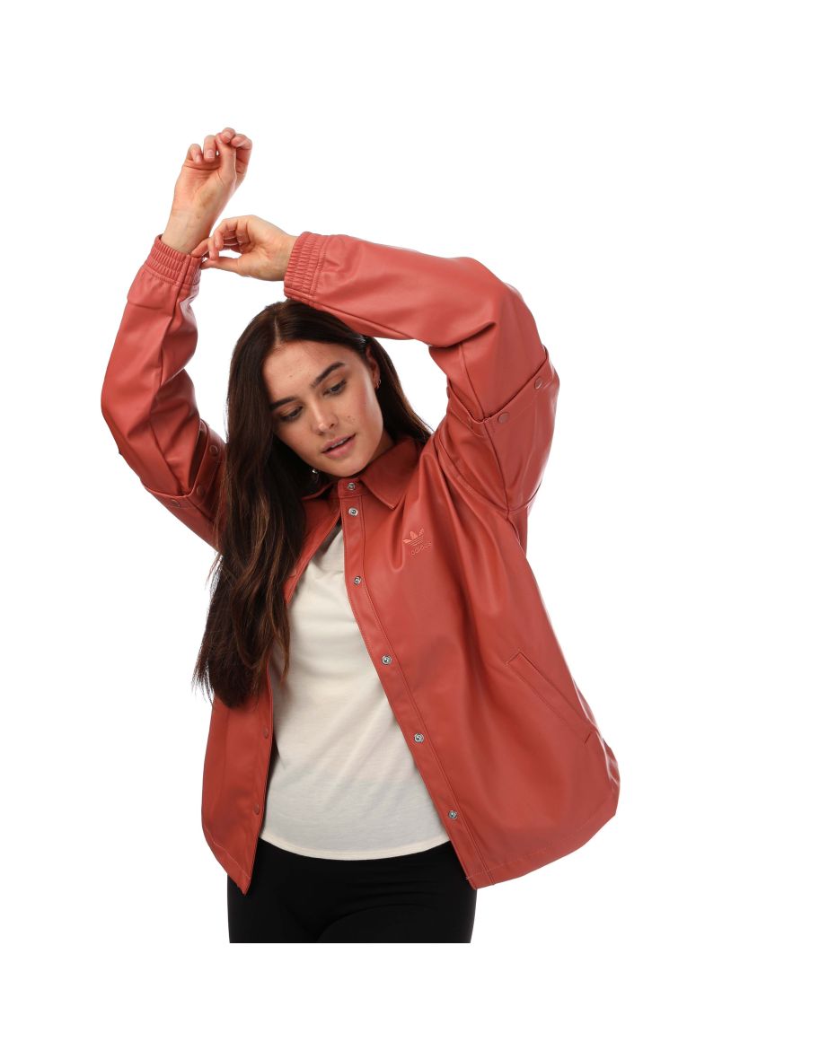 Women's adidas Originals Always Original Faux Leather Track Top in Orange - 4