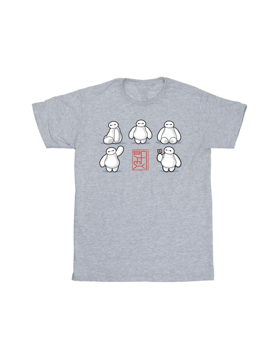 Disney Girls Big Hero 6 Baymax Many Poses Cotton T-Shirt - Sports Grey - 1