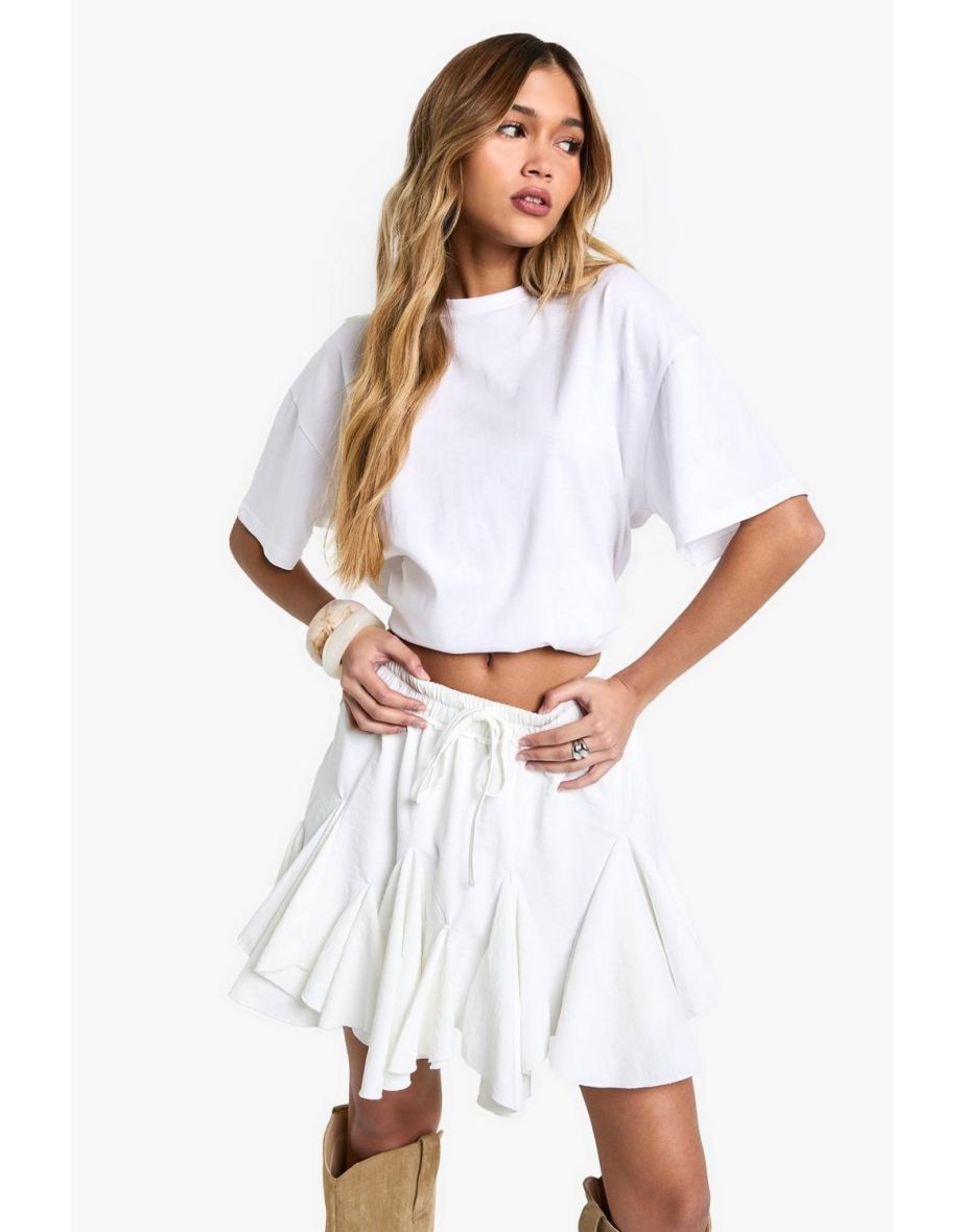 Woven Flippy Godet Mini Skirt - white