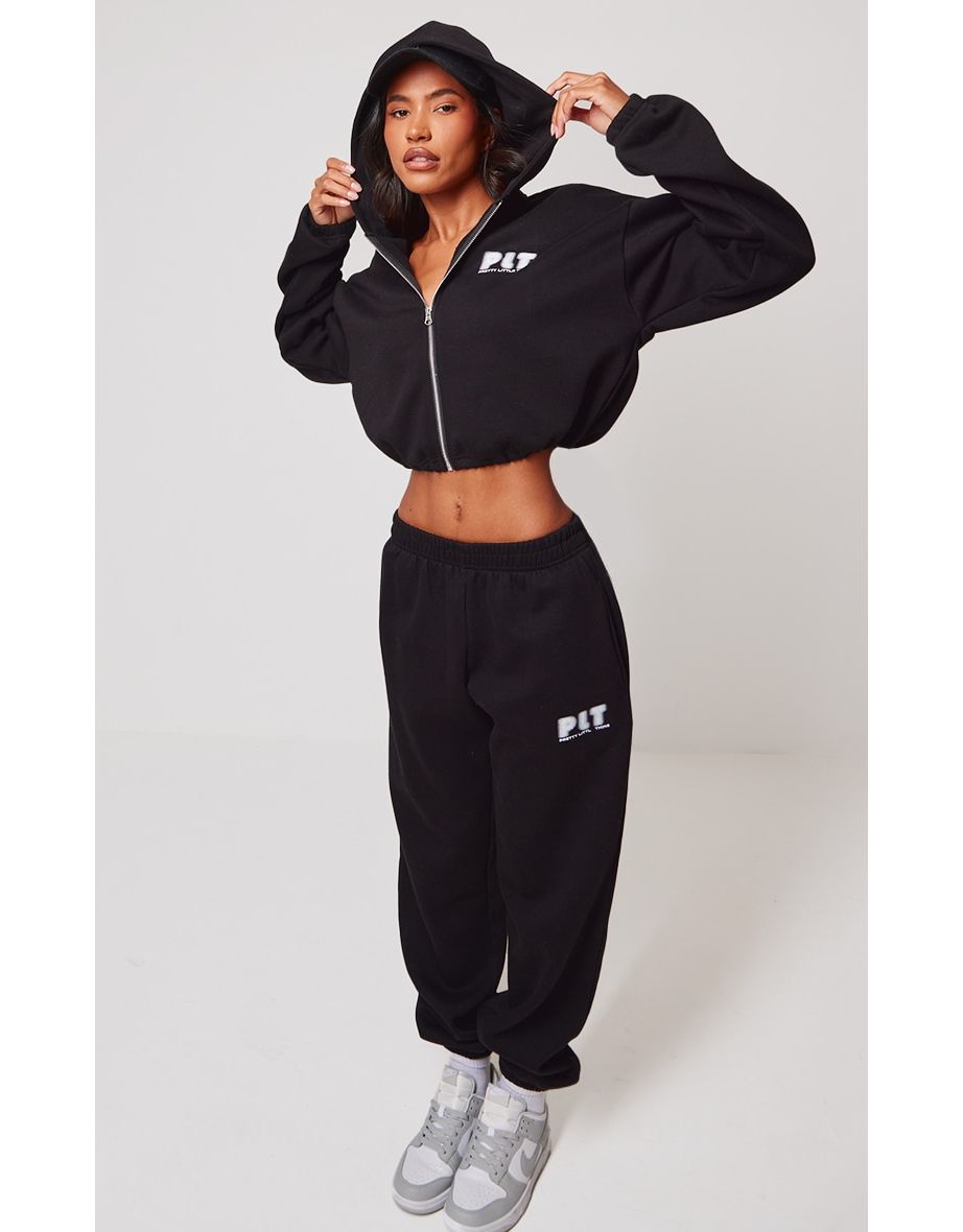 PRETTYLITTLETHING Black Oversized Cuffed Joggers