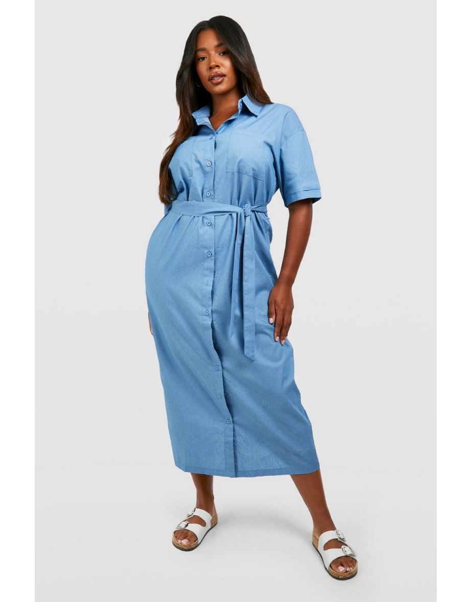 Plus size hotsell chambray shirt dress