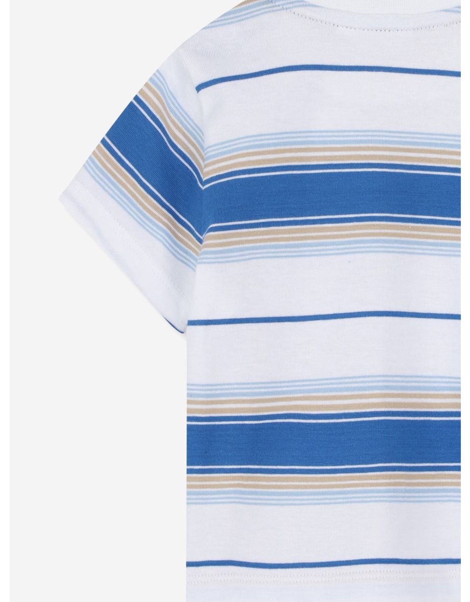 BOSS Baby Boys Striped Logo T-Shirt in Blue - 3