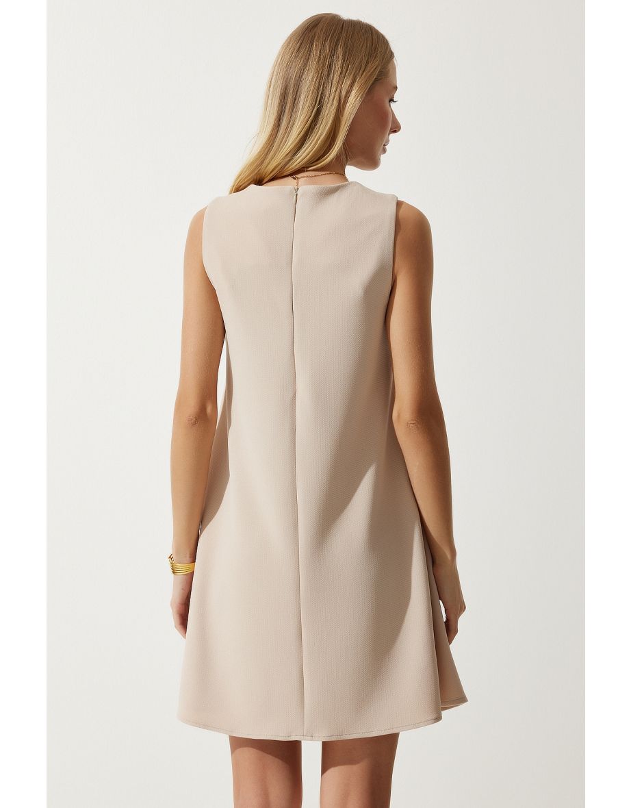 Happiness İStanbul Beige A-Line Mini Shift Dress - 5