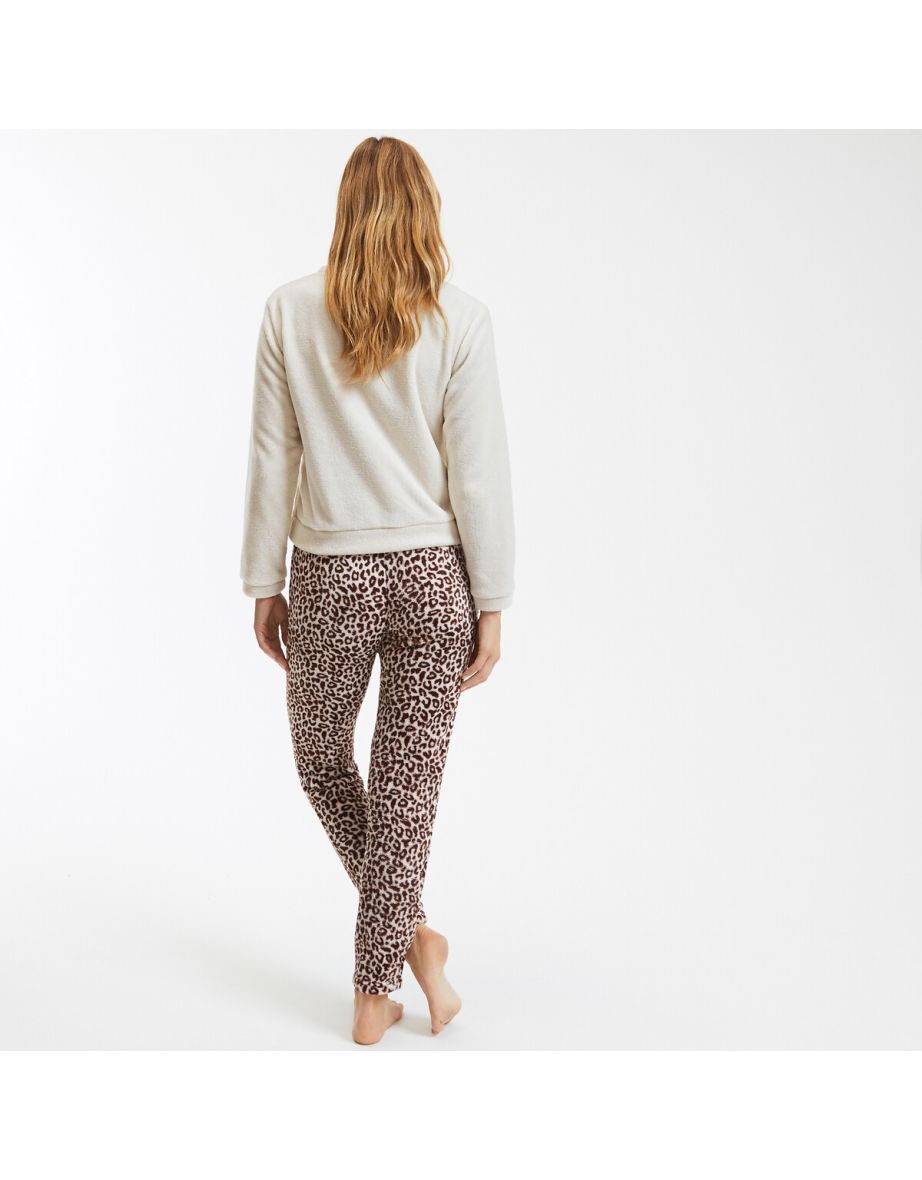 Leopard Print Fleece Pyjamas - 3