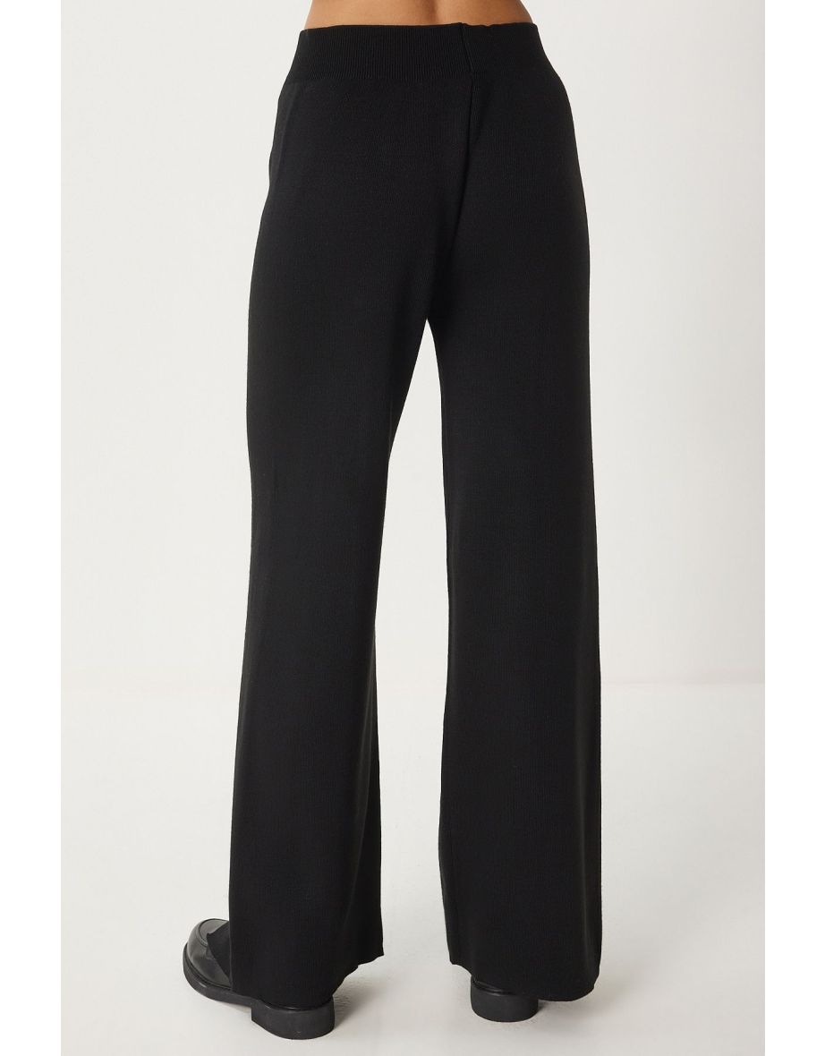 Women's Black Stylish Knitwear Sweater Trousers Set - 9