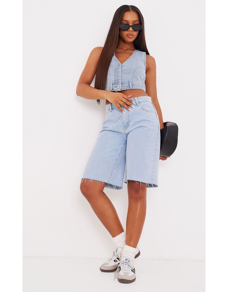 Light Blue Upside Down Jean Denim Waistcoat