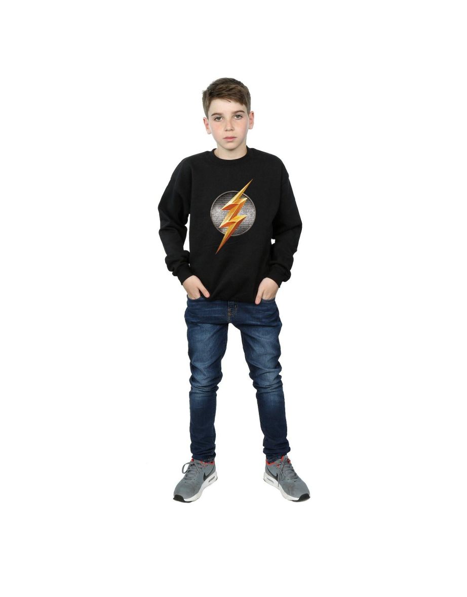 DC Comics Boys Justice League Movie Flash Emblem Sweatshirt - Black - 3