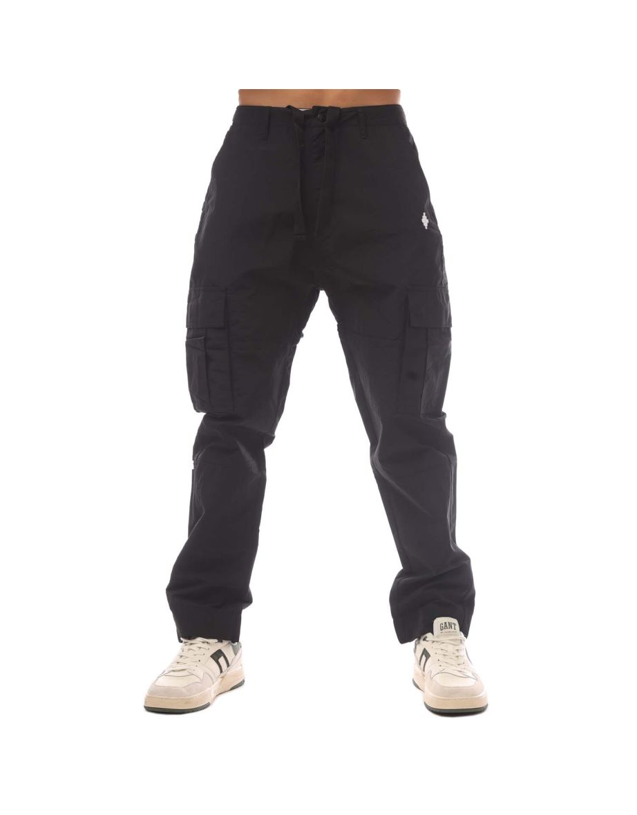 Men's Marcelo Burlon Cross Nylon Cargo Pants in Black