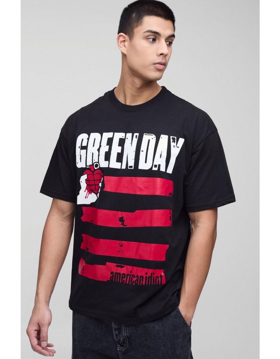 Tall Green Day License Print T-Shirt - black