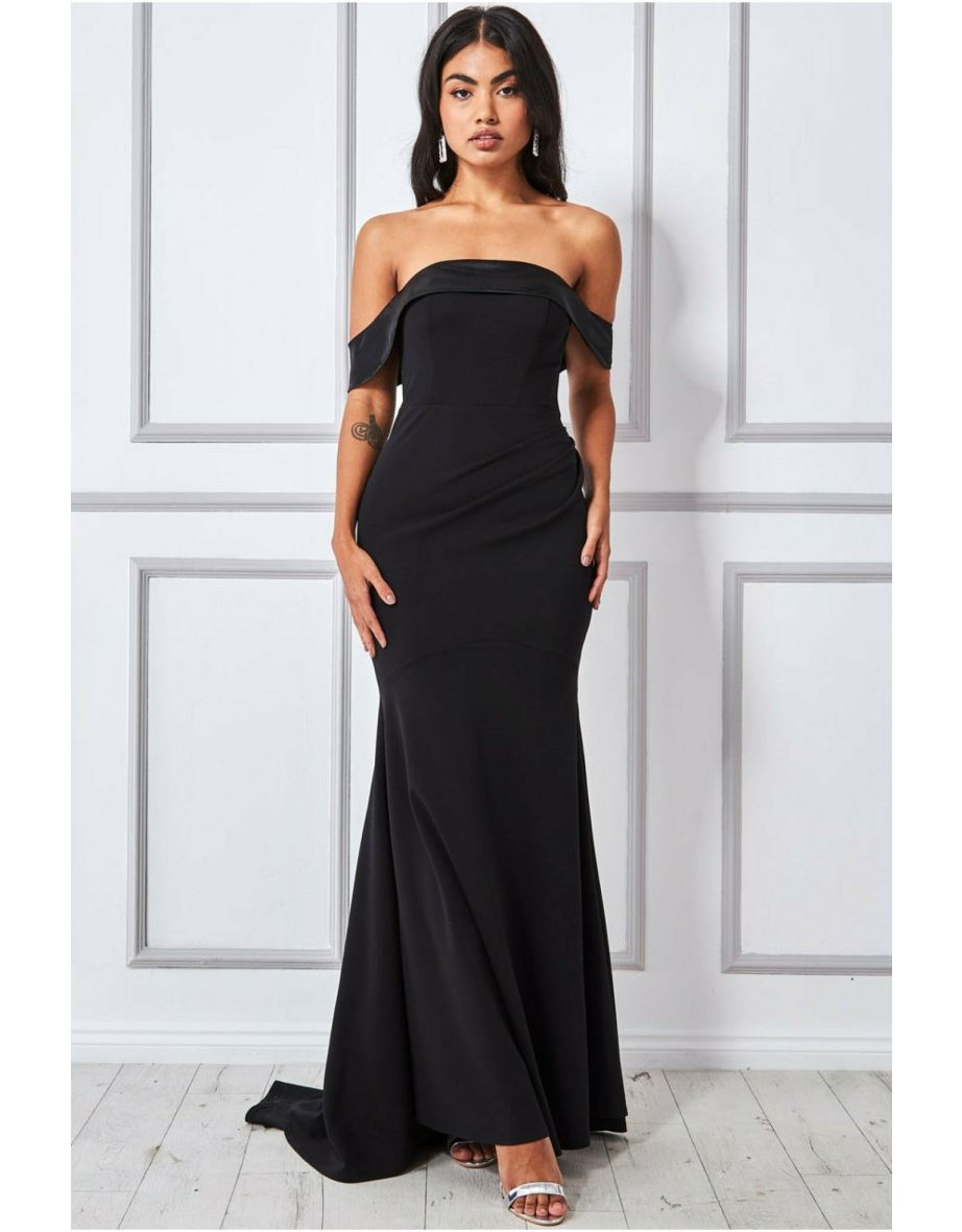 Shop Goddiva Satin Band Bandeau Maxi Dress Black Online in Bahrain VogaCloset