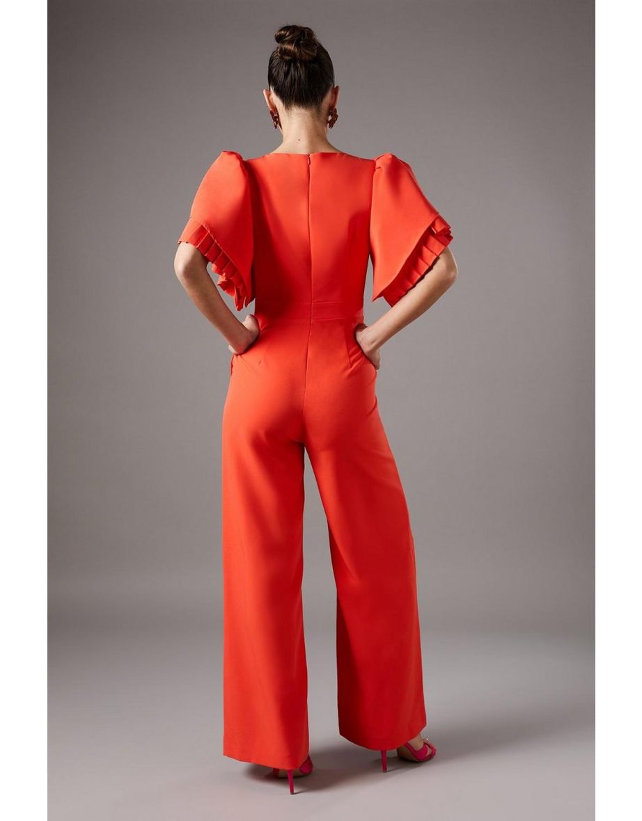 Pleat Ruffle Sleeve Jumpsuit - 3