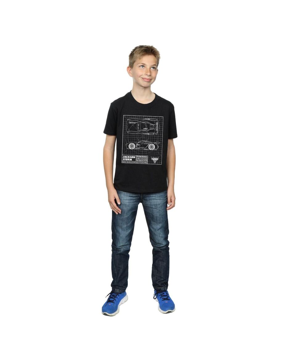 Disney Boys Cars Jackson Storm Blueprint T-Shirt - Black