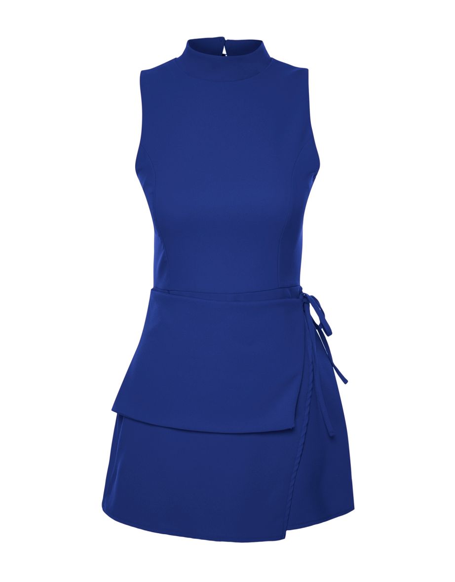 Saks Tie Detailed Mini Woven Shorts Skirt Jumpsuit - 9