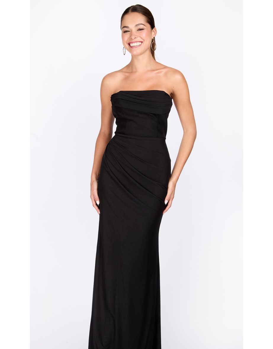 Black Mesh Bandeau Maxi Dress - 3