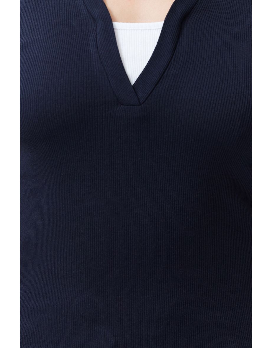 Trendyol Curve Plus Cropped Blue Knitted Blouse - 7