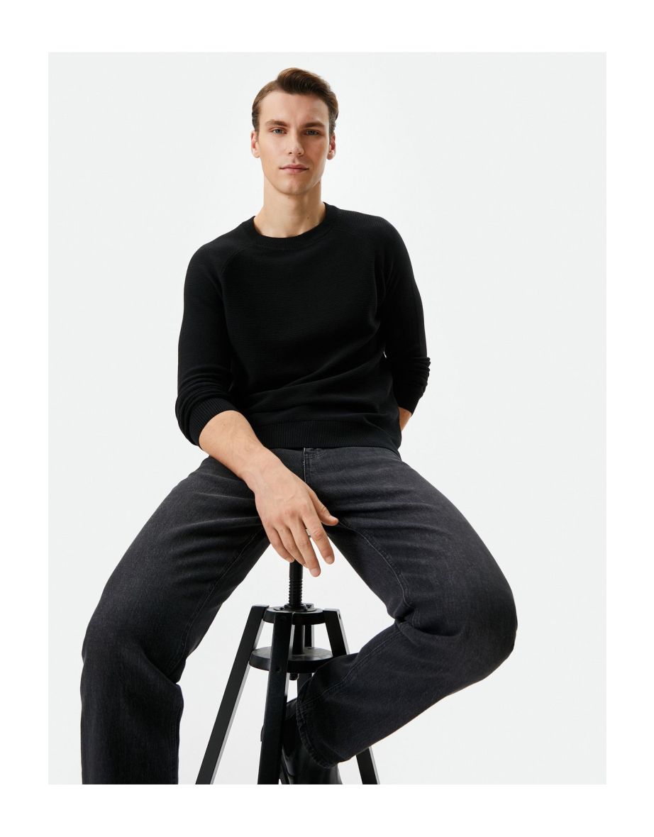 Knitwear Sweater Basic Crew Neck Raglan Sleeve Cotton