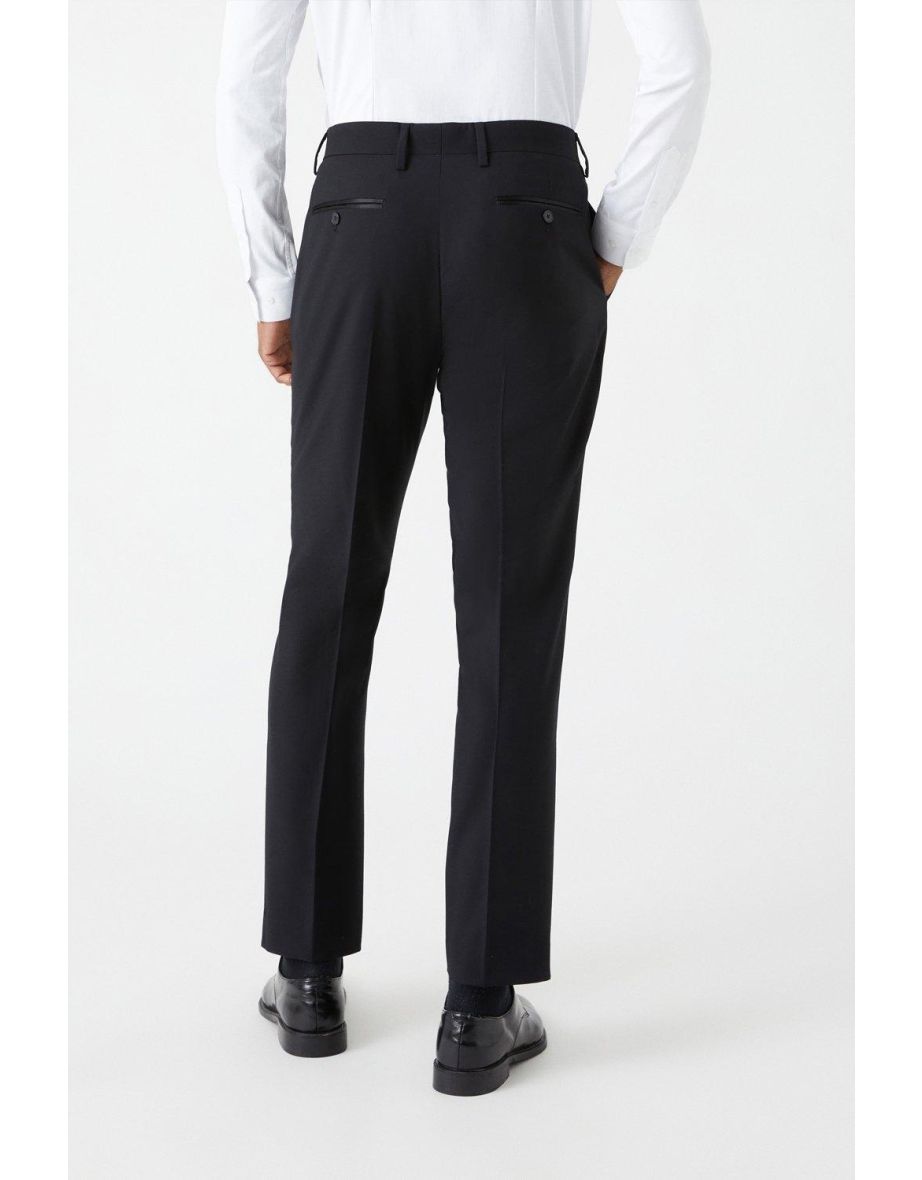 Skinny Fit Black Tuxedo Suit Trousers - 2