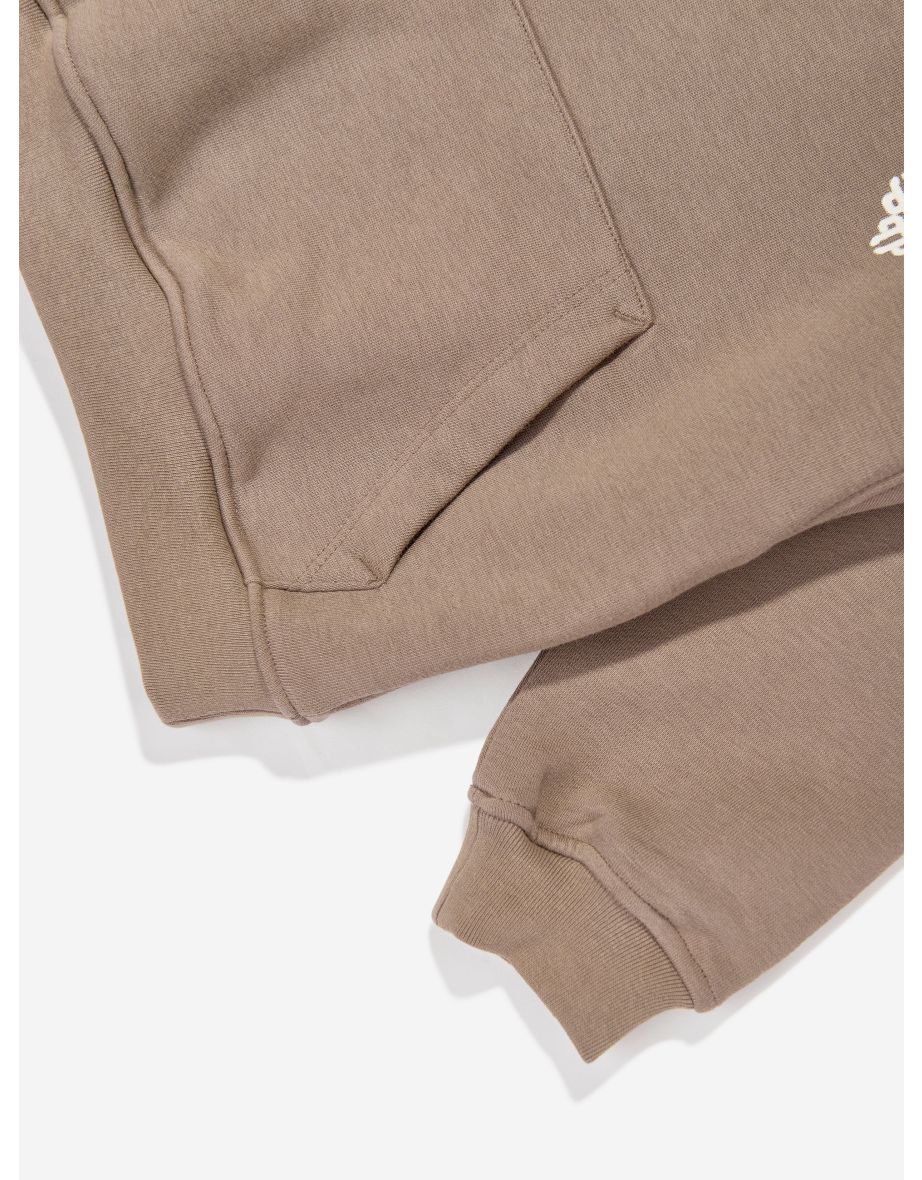 Kids Blurred Graphic Emblem Hoodie in Brown - 3