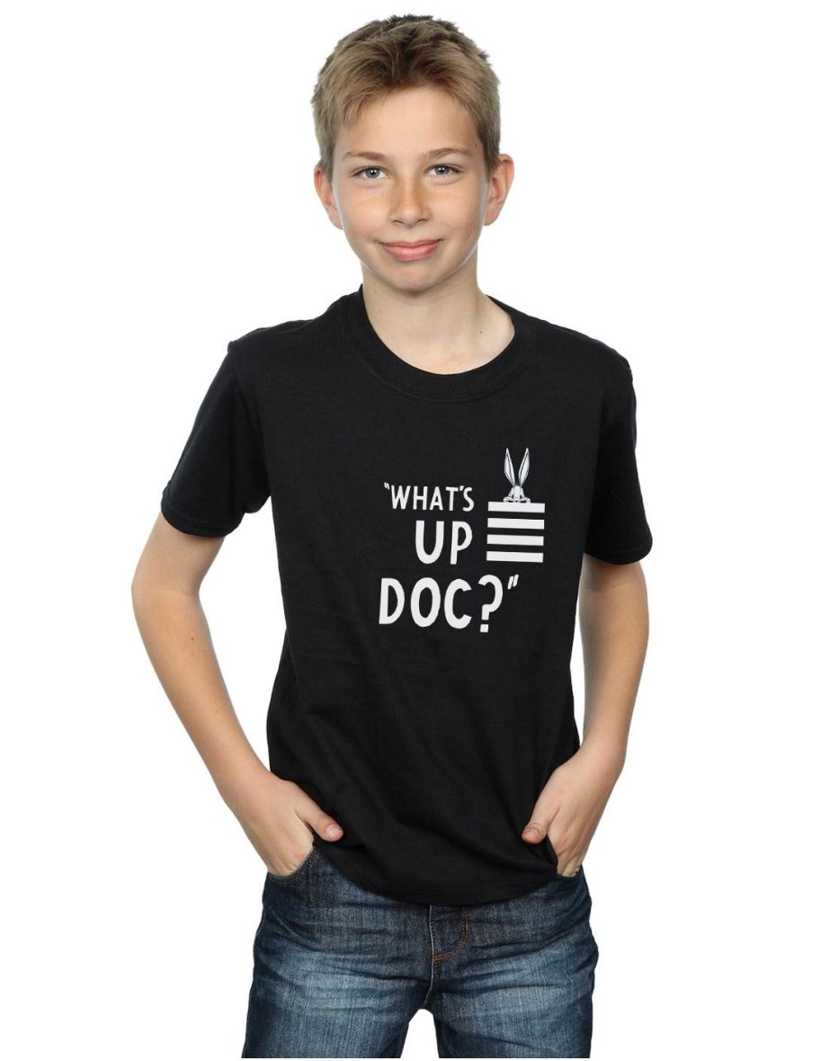 Looney Tunes Boys What´s Up Doc Bugs Bunny Striped Cotton T-Shirt - Black - 3