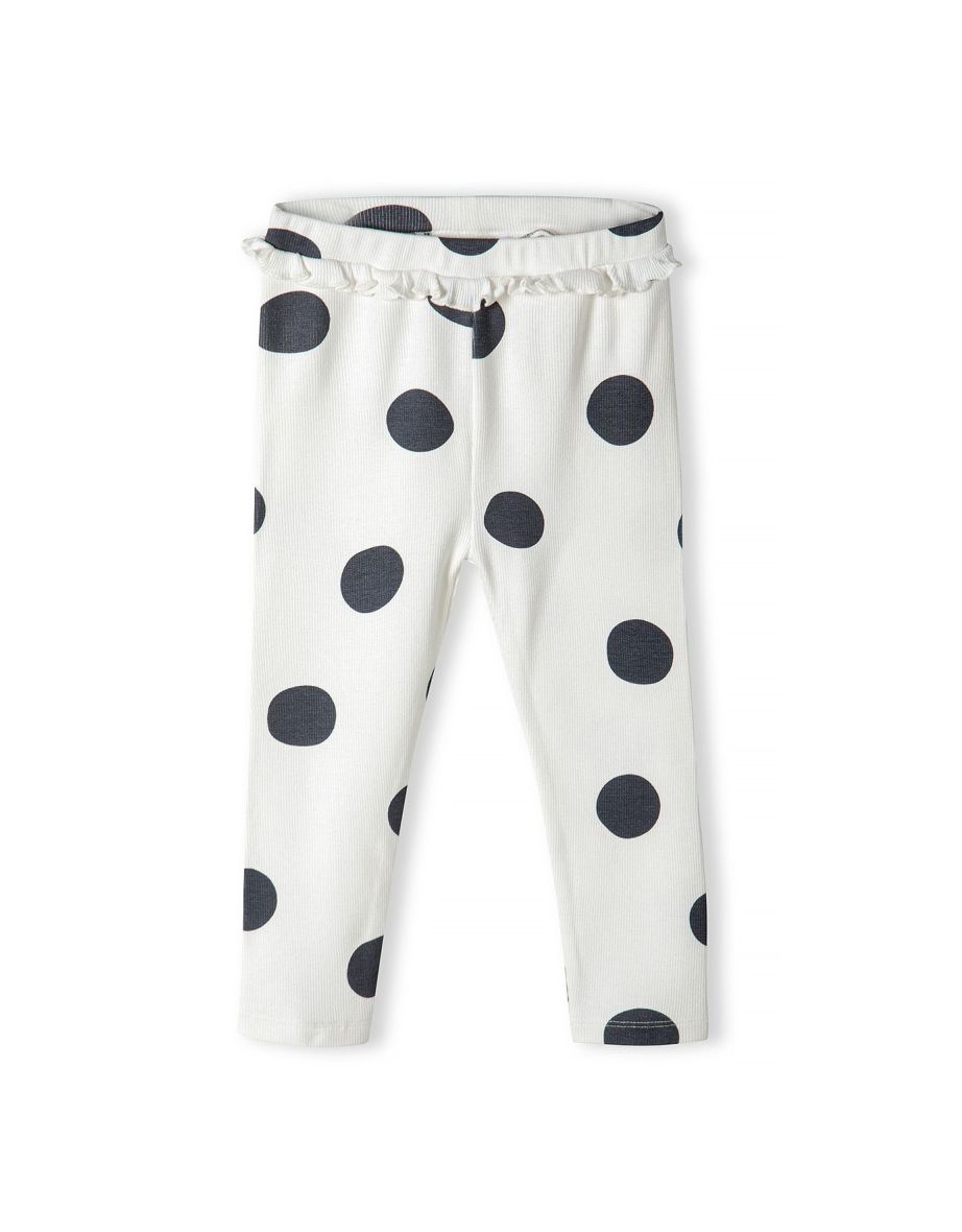 Girls Spotty Rib Legging With Frill At Waist