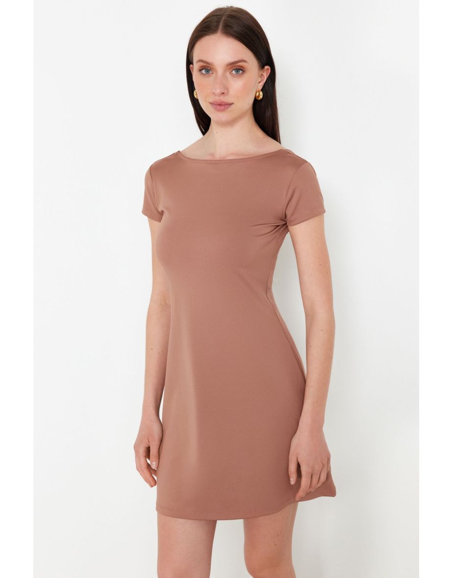 Mink More Sustainable A-line/bell Form Stretchy Knitted Mini Dress