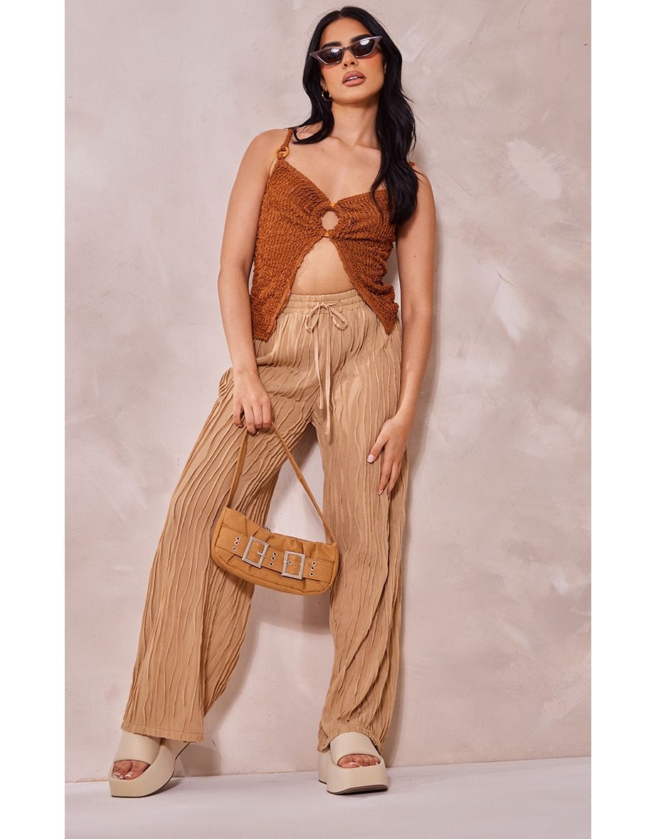 Textured Jersey Wide Leg Trousers