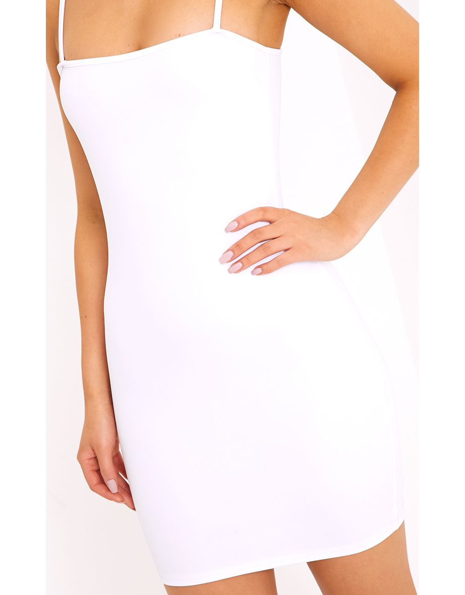 فستان ضيق بياقة مستقيمة - أبيض - 4