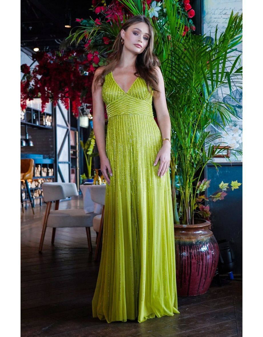 Lorelai Olive Green Embellished Maxi Dress