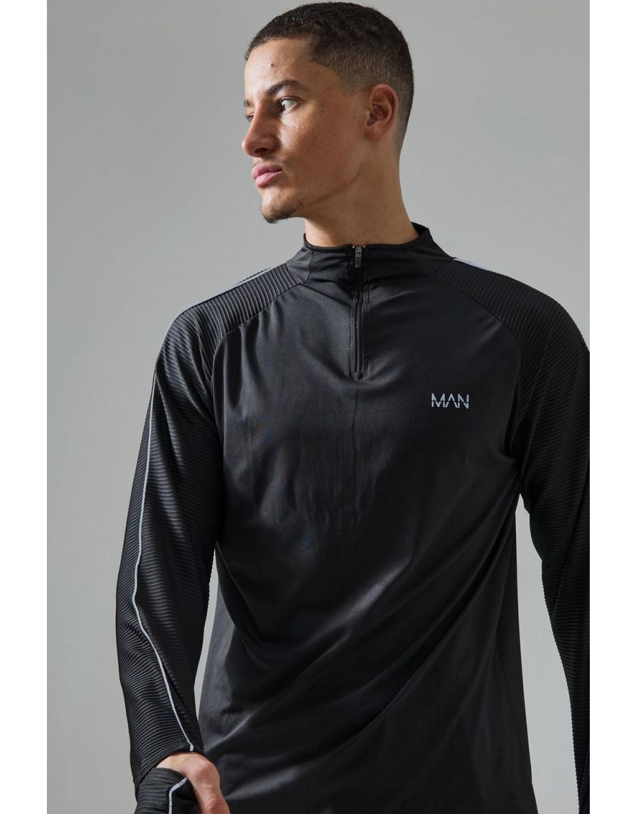 Man Active Muscle Fit 1/4 Zip Top - black - 2