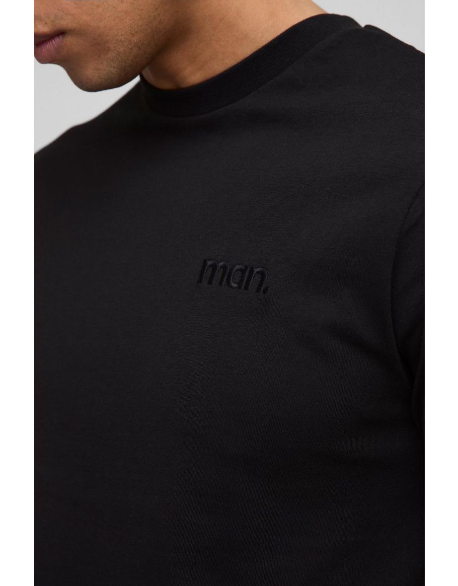 Regular Fit MAN. Basic Crew Neck T-Shirt - black - 2