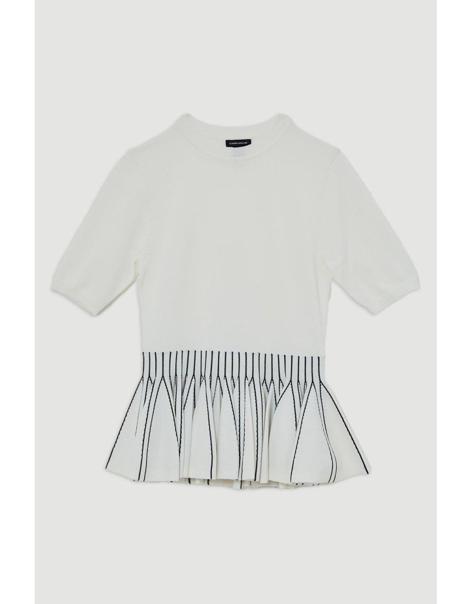 Viscose Blend Rib Knit Peplum Top - 3