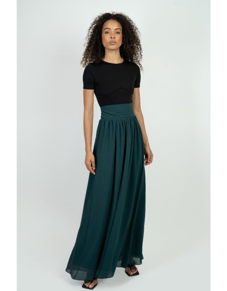 TFNC Dara Forest Green Maxi Skirt
