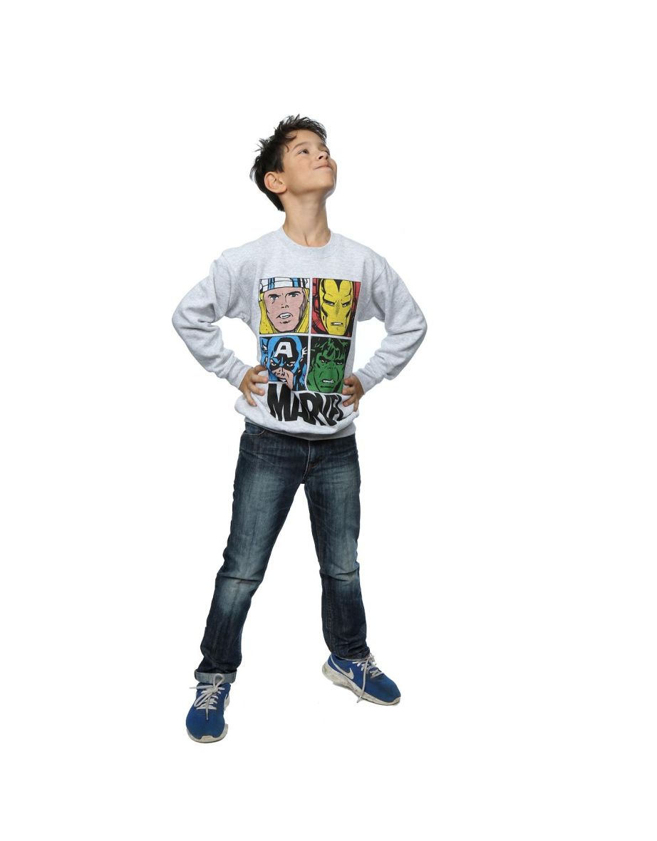 Marvel Boys Comics Main Tiles Sweatshirt - Heather Grey - 3