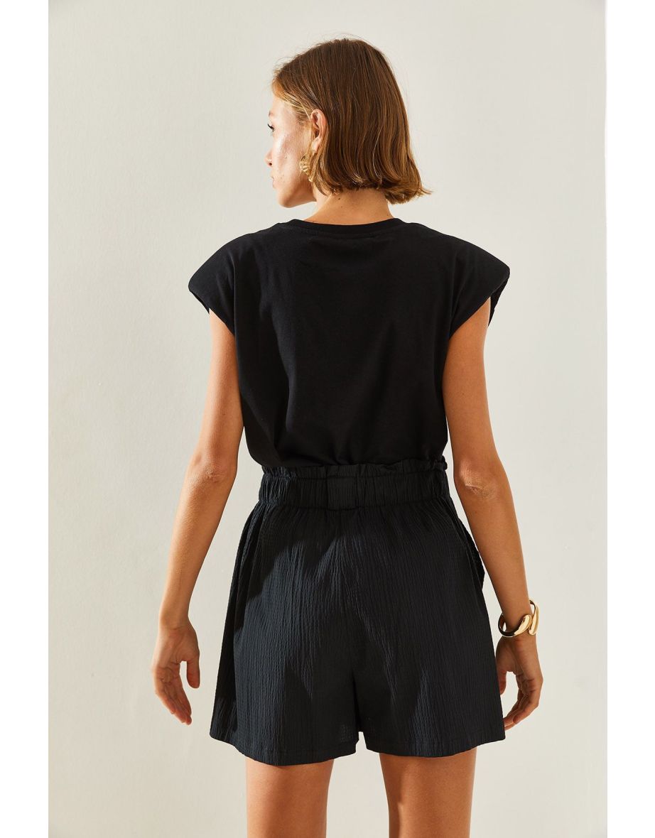Women's Big Pocket Detailed Elastic Waist Parachute Fabric Shorts & Bermuda - 6