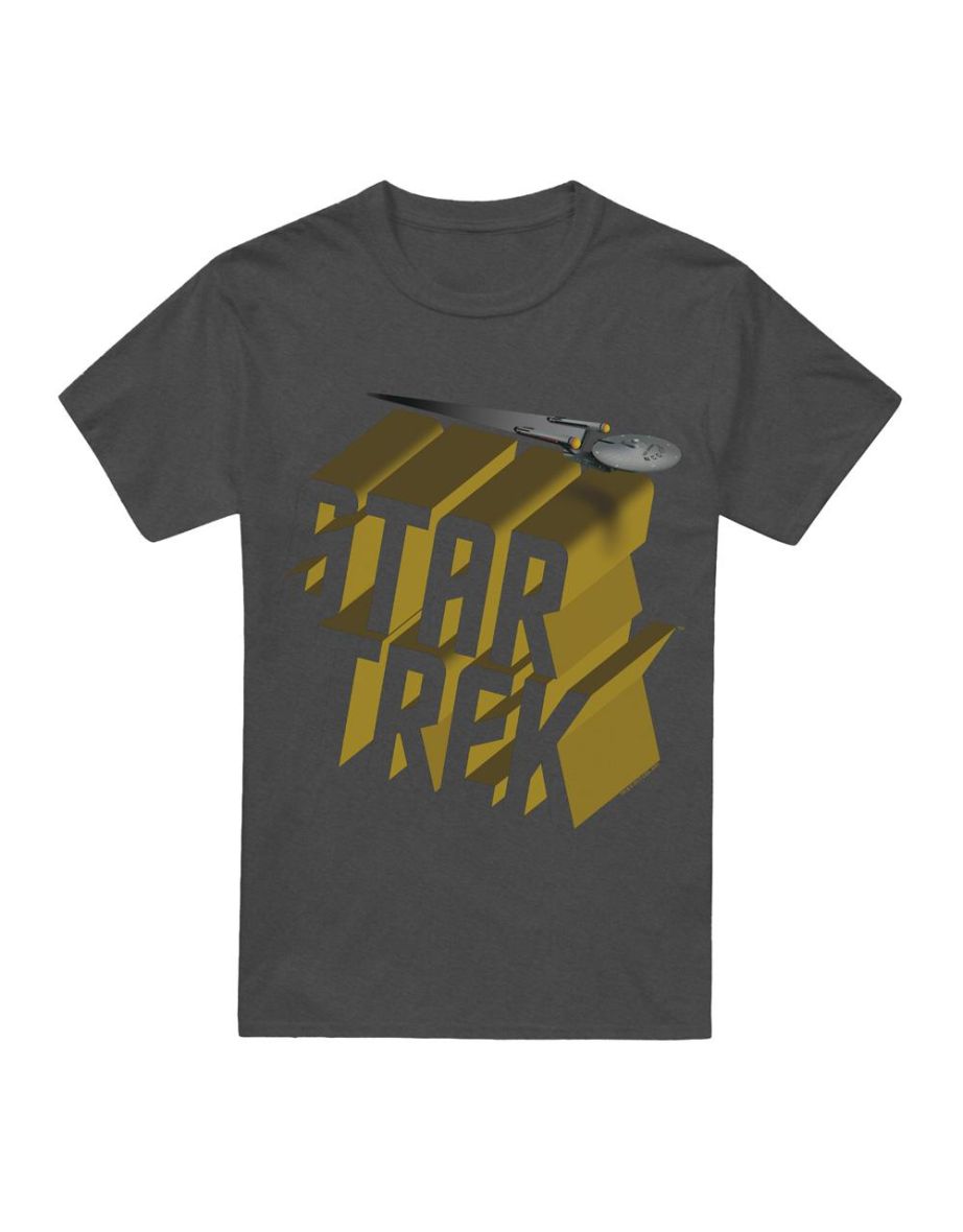 Star Trek Unisex Adult 3D Logo T-Shirt - Charcoal