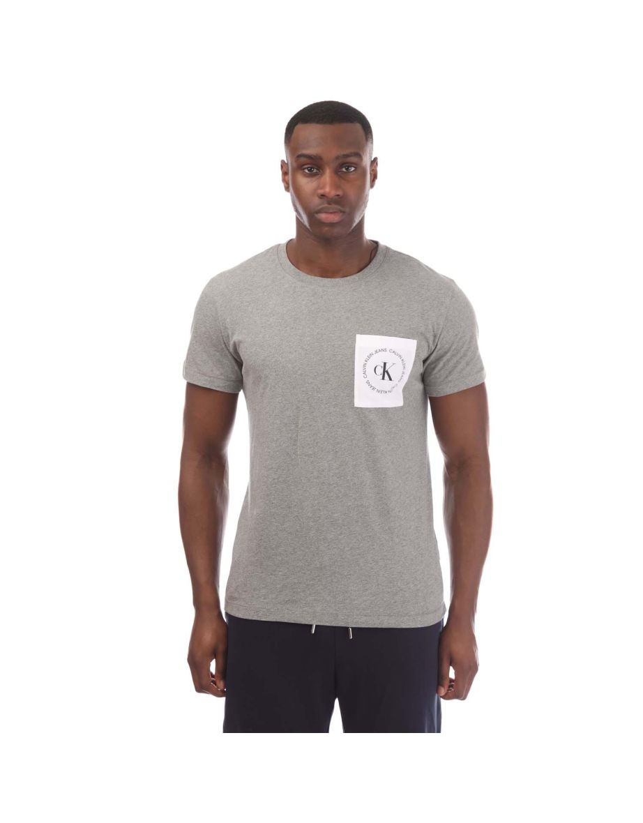 Men's Calvin Klein Round Logo Pocket T-Shirt in Grey