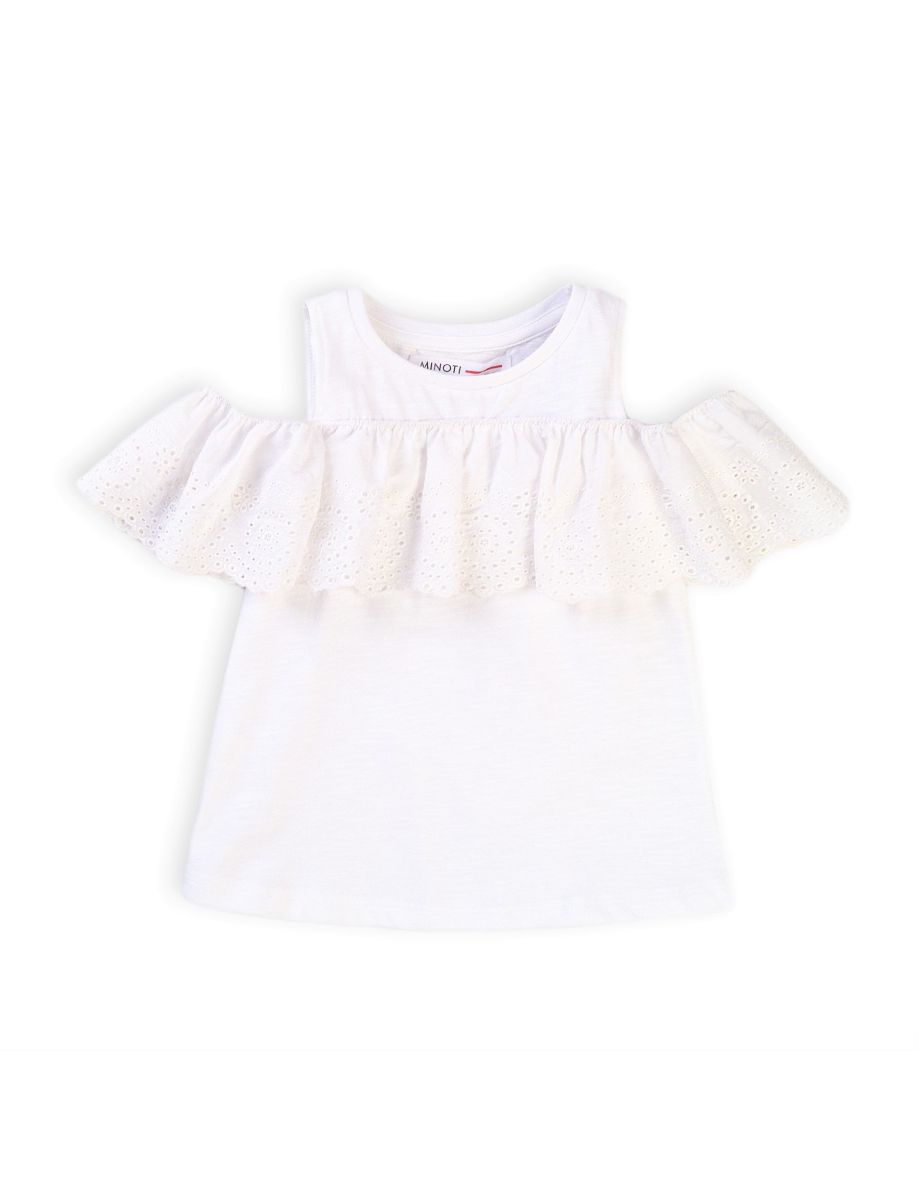 Mixed fabric cold shoulder top for girls