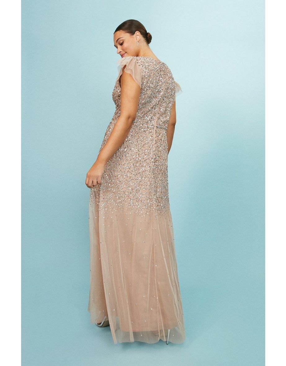 Curve Sequin Angel Sleeve Maxi Dress - 2