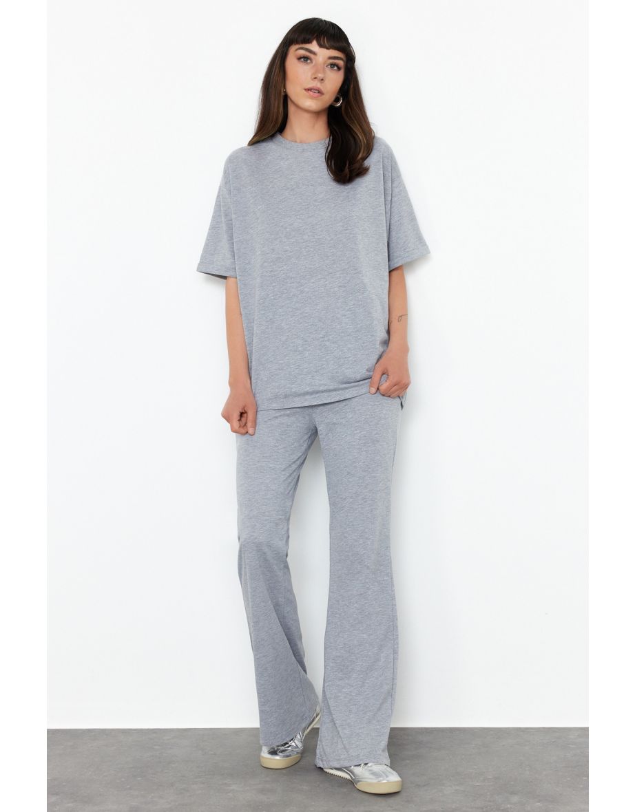 Oversize Pattern Spanish Leg Knitted Bottom-Top Set
