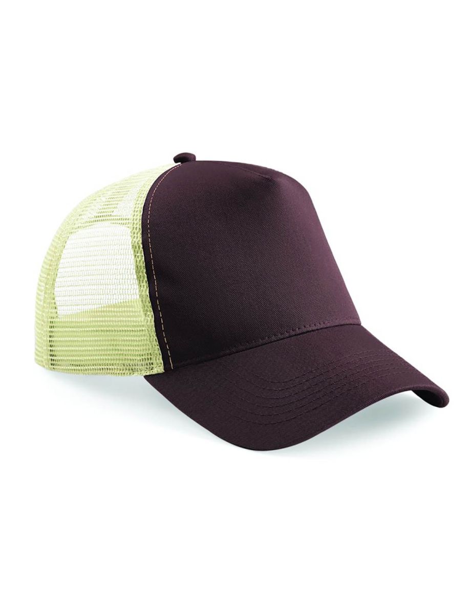 Beechfield Mens Half Mesh Trucker Cap / Headwear - Chocolate/Caramel