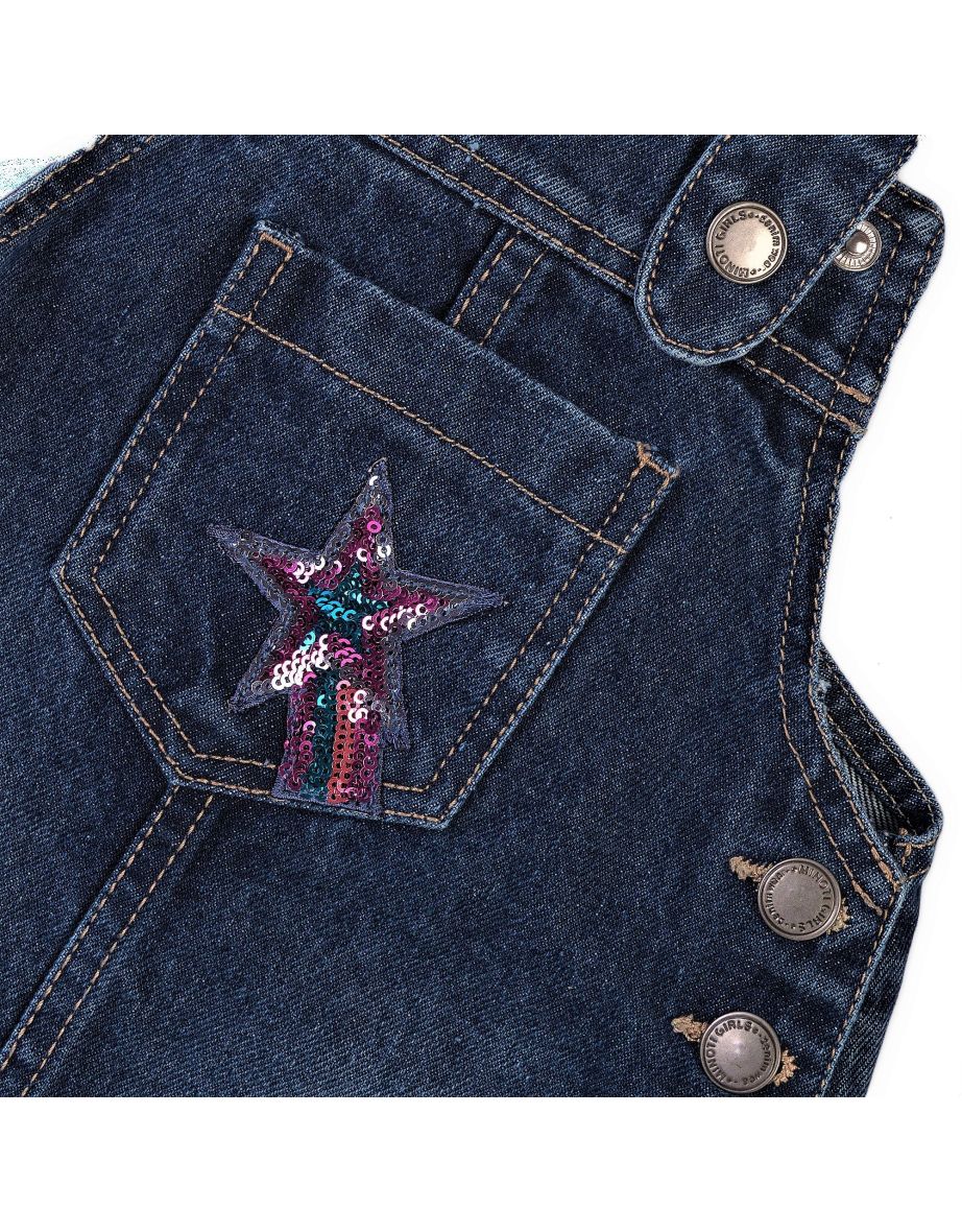 Denim pinafore with sequins for girls - 2