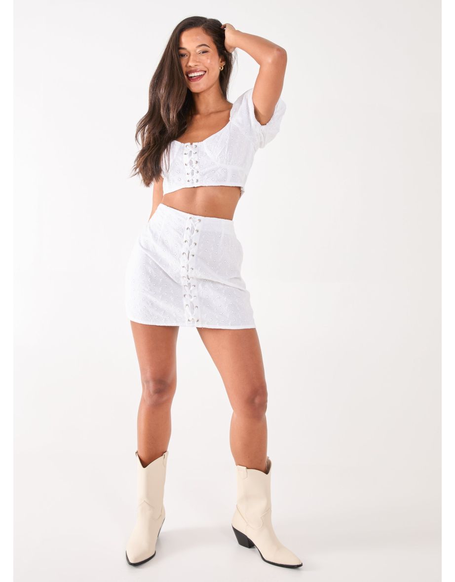 Lace Up Mini Skirt